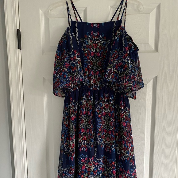 Navy blue and red summer dress - Picture 2 of 8